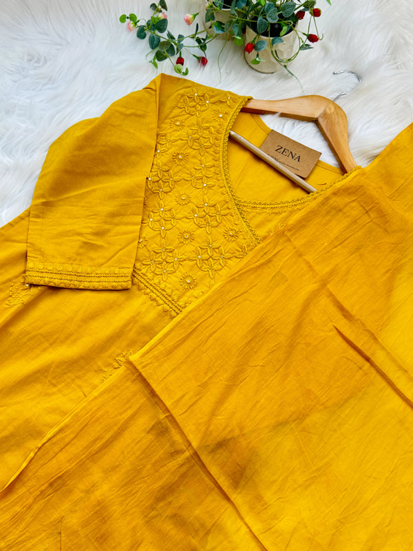 ✨ Pure Cotton Embroidered Kurti Set ✨