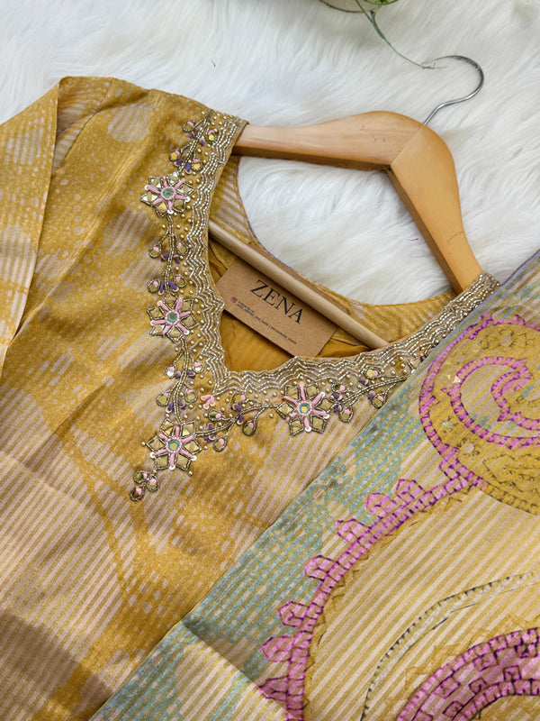 ✨ Tissue Silk Hand Detailed Kurti Set ✨