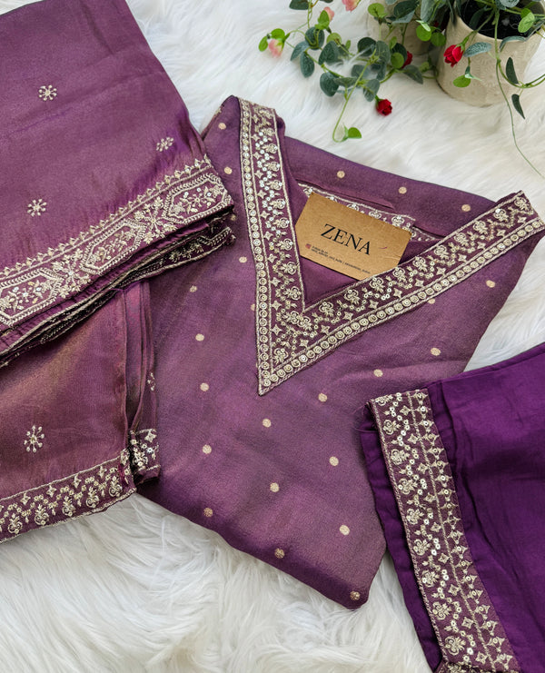 ✨ Tissue Silk Embroidered Kurti Set ✨