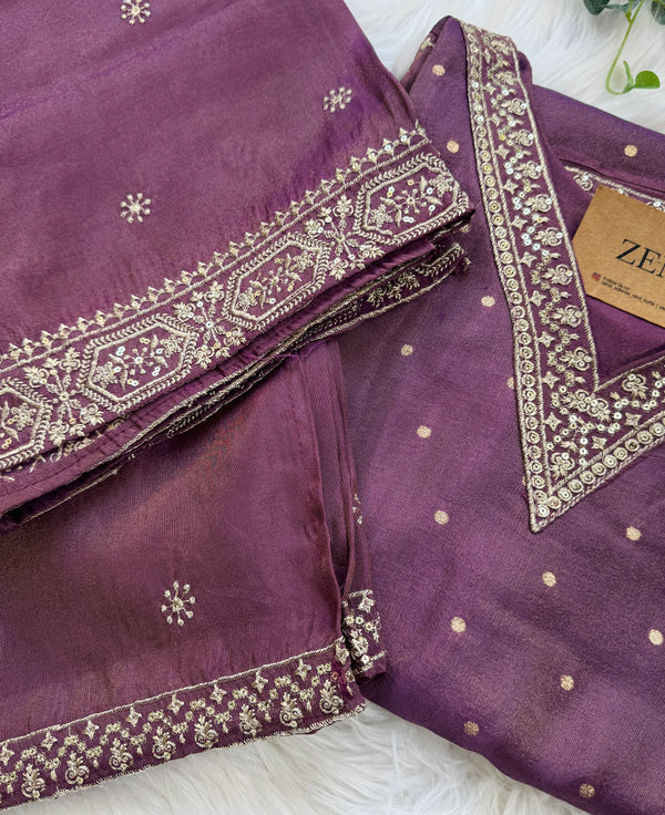 ✨ Tissue Silk Embroidered Kurti Set ✨