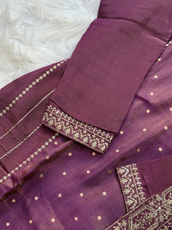 ✨ Tissue Silk Embroidered Kurti Set ✨