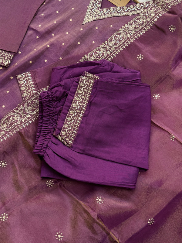 ✨ Tissue Silk Embroidered Kurti Set ✨