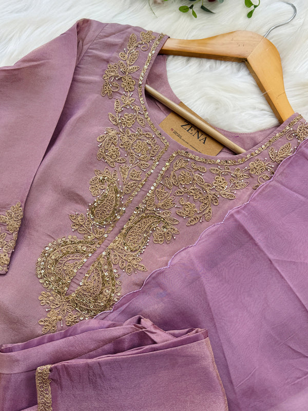 ✨ Tissue Silk Embroidered Kurti Set ✨