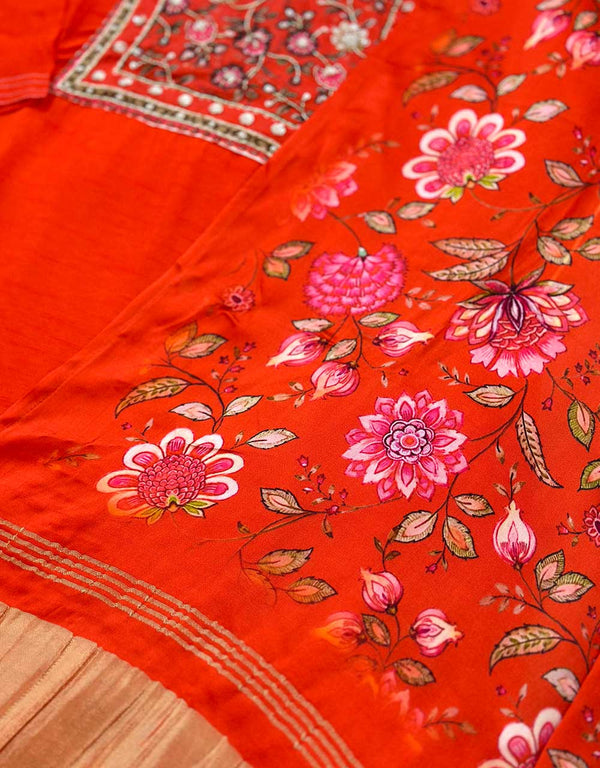 Premium Dola Silk Hand Work Kurti Set with Tabby Silk – Timeless Elegance & Grace ✨