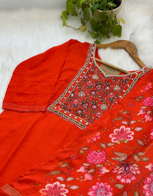 Premium Dola Silk Hand Work Kurti Set with Tabby Silk – Timeless Elegance & Grace ✨