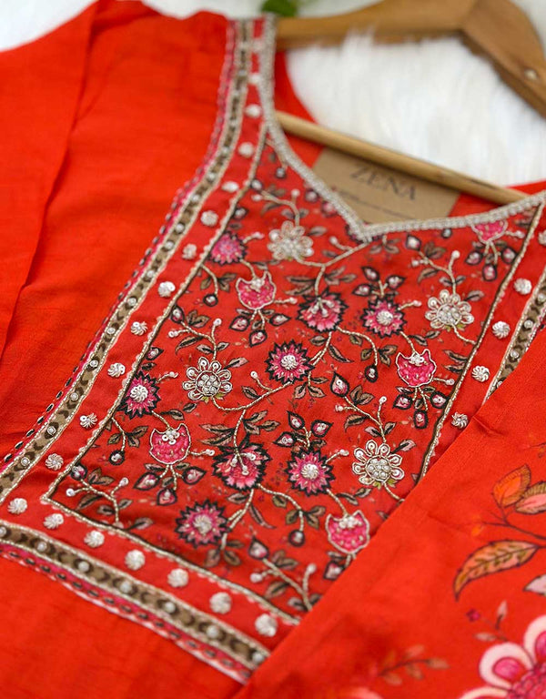 Premium Dola Silk Hand Work Kurti Set with Tabby Silk – Timeless Elegance & Grace ✨