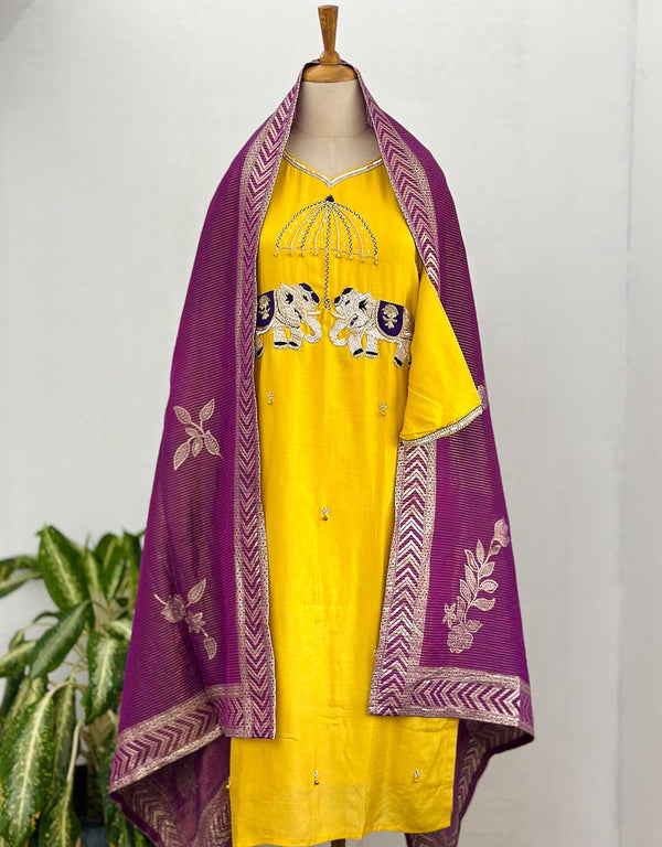 Ready to Wear Premium Dola Silk Hand Work Kurti Set – A Blend of Luxury & Elegance ✨