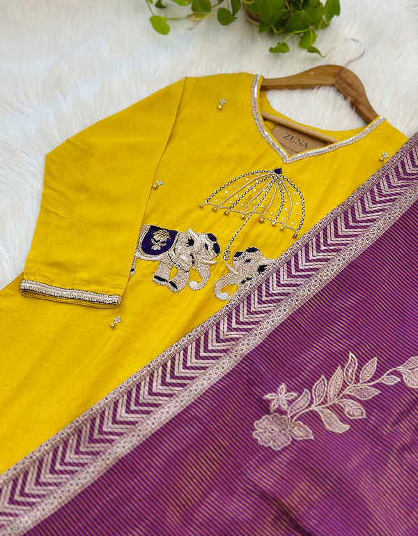 Ready to Wear Premium Dola Silk Hand Work Kurti Set – A Blend of Luxury & Elegance ✨