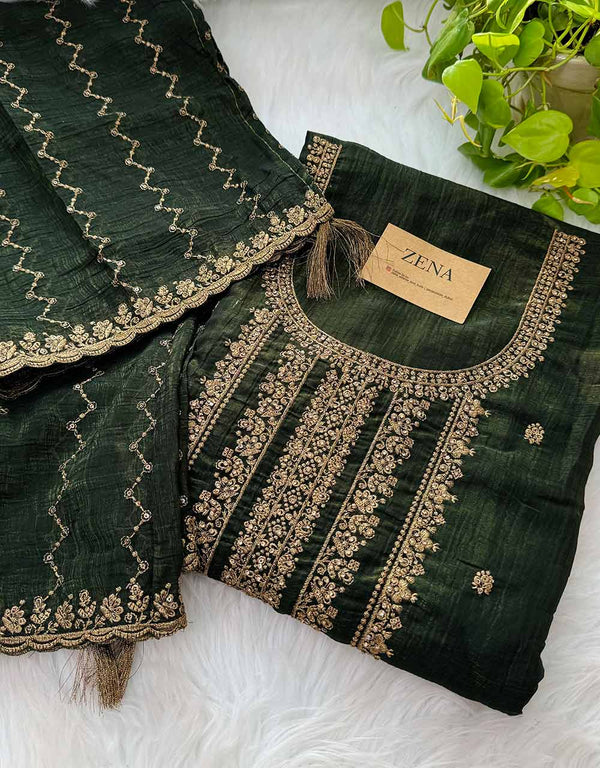 Unstitched Shimmer Silk Partywear Suit - Radiant Elegance ✨