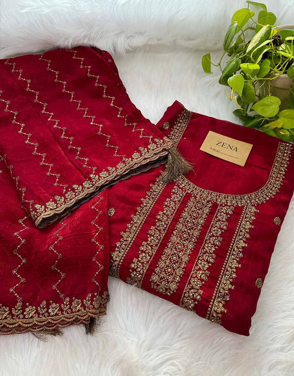 Unstitched Shimmer Silk Partywear Suit - Radiant Elegance ✨