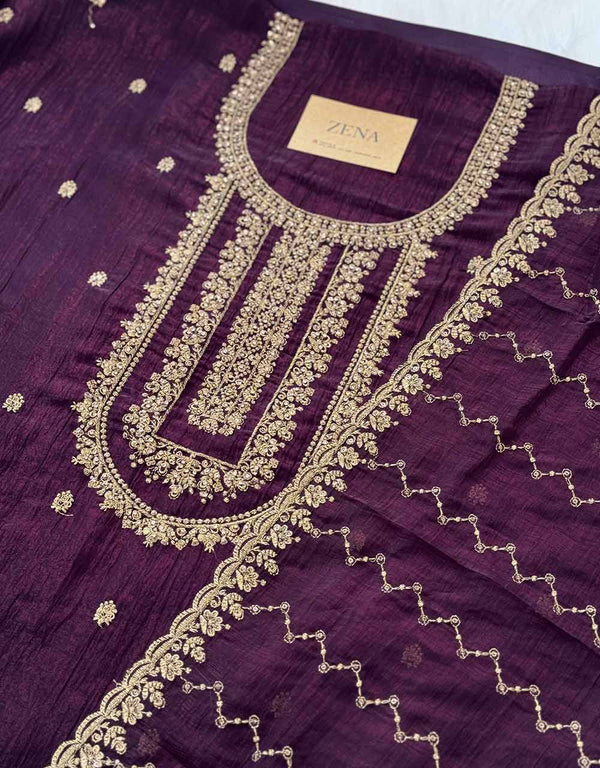 Unstitched Shimmer Silk Partywear Suit - Radiant Elegance ✨