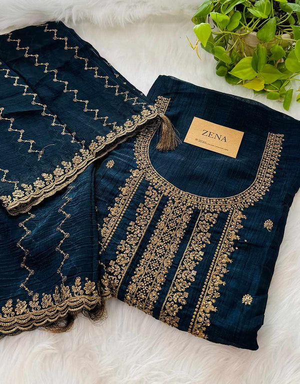 Unstitched Shimmer Silk Partywear Suit - Radiant Elegance ✨