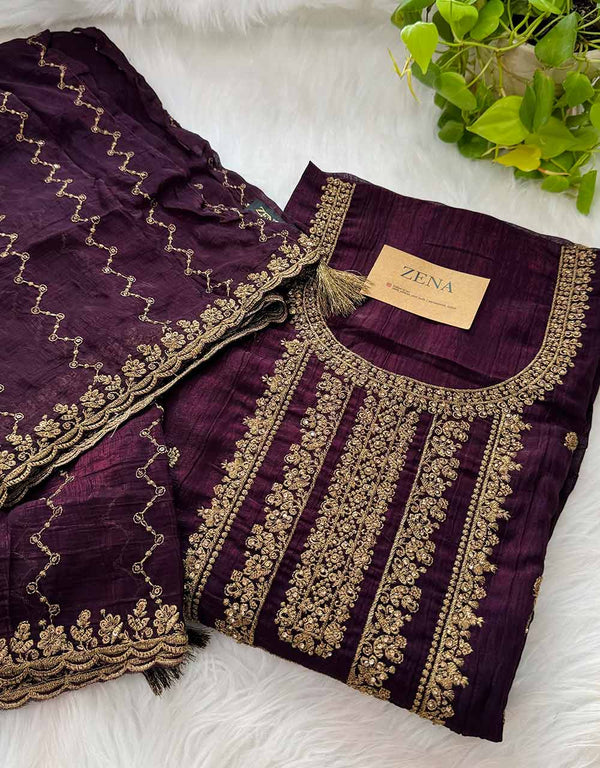 Unstitched Shimmer Silk Partywear Suit - Radiant Elegance ✨