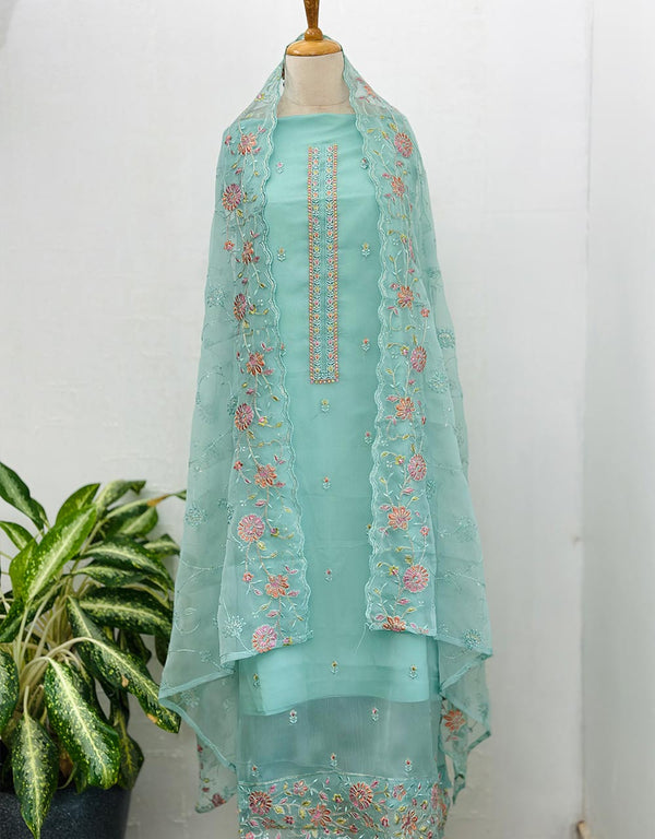 Unstitched Shimmer Silk Party Wear Suit ✨