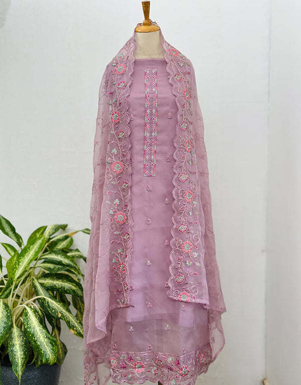 Unstitched Shimmer Silk Party Wear Suit ✨