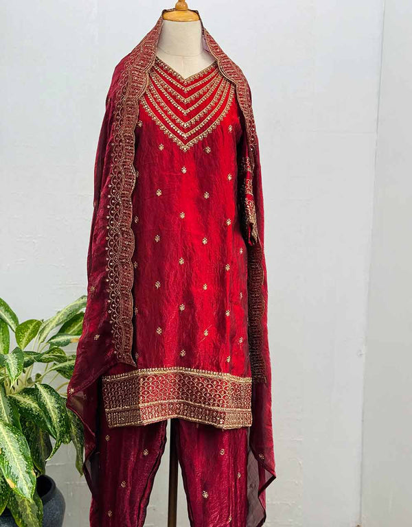 Ready-to-Wear Party Wear Suit sharara - Fendi Silk Elegance✨