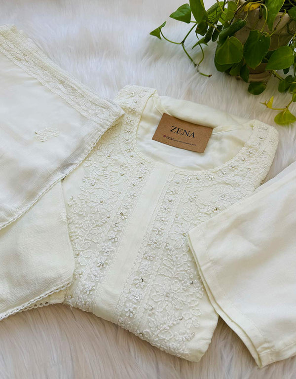 Ready-to-Wear Chinnon Chikankari Kurti Set ๐