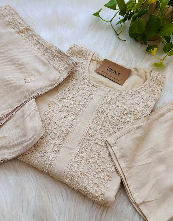 Ready-to-Wear Chinnon Chikankari Kurti Set ๐