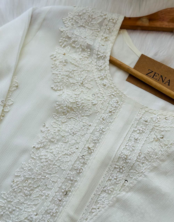 Ready-to-Wear Chinnon Chikankari Kurti Set ๐