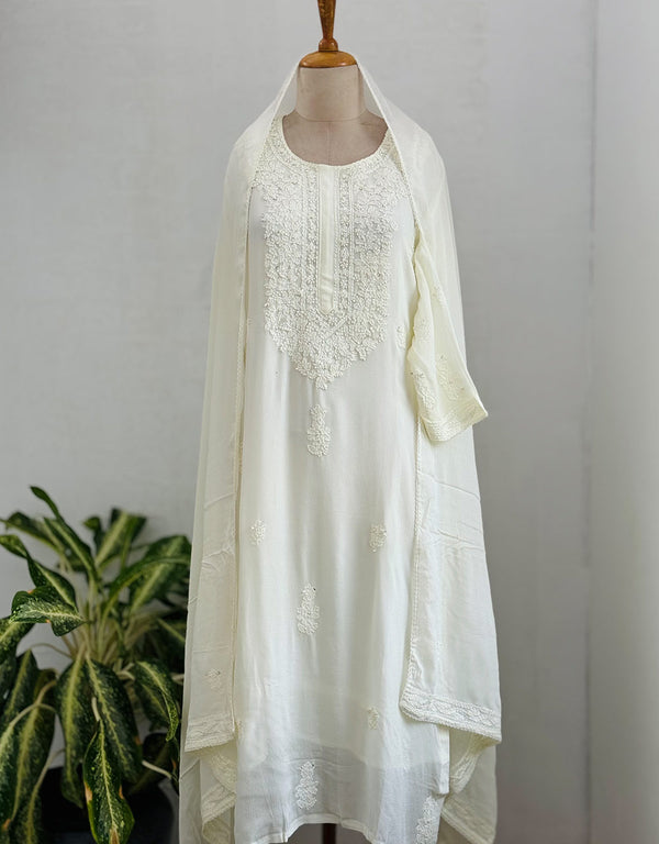 Ready-to-Wear Chinnon Chikankari Kurti Set ๐