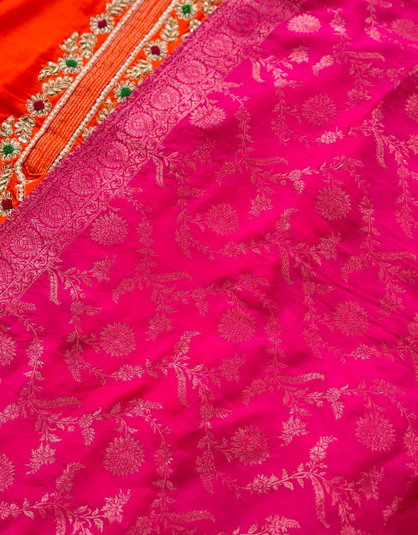 Ready-to-Wear Dola Silk Handwork Kurti Set with Banarasi Dupatta ๐