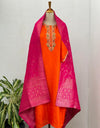 Ready-to-Wear Dola Silk Handwork Kurti Set with Banarasi Dupatta ๐