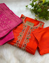 Ready-to-Wear Dola Silk Handwork Kurti Set with Banarasi Dupatta ๐