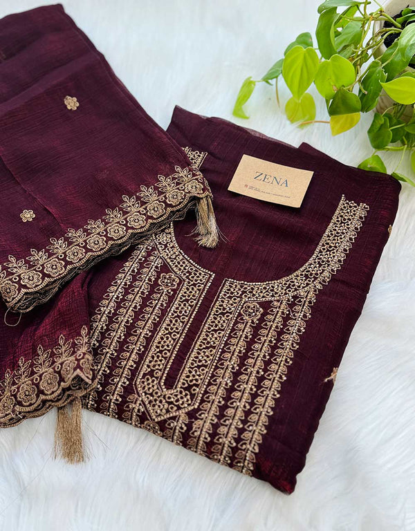 Unstitched Shimmer Silk Party Wear Suit – Elegance Tailored Your Way ✨