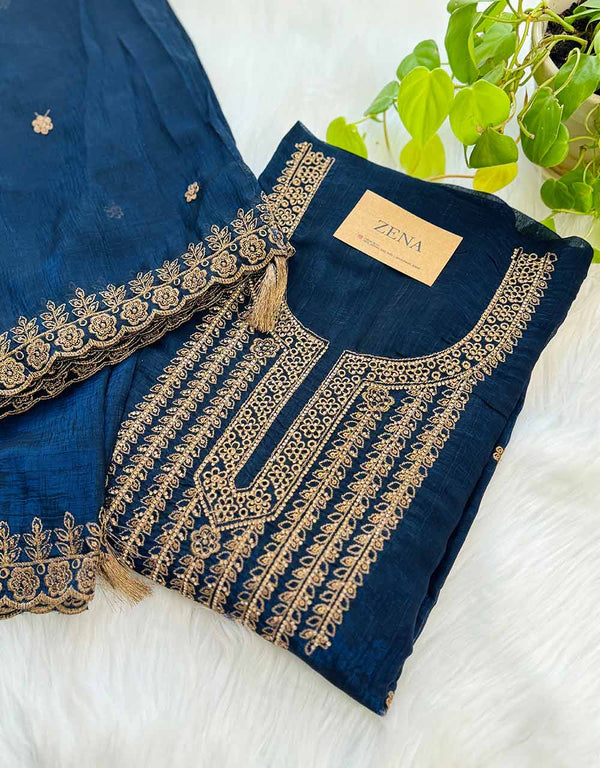 Unstitched Shimmer Silk Party Wear Suit – Elegance Tailored Your Way ✨