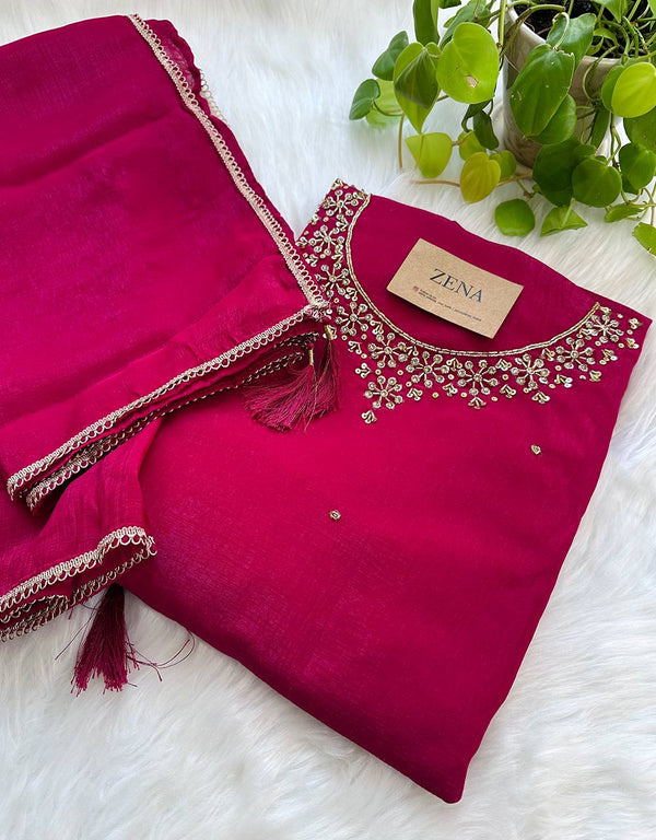 Unstitched Shimmer Silk Party Wear Suit – Glamour, Your Way ✨