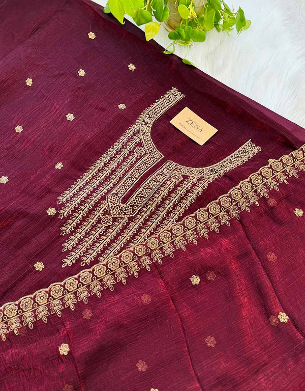 Unstitched Shimmer Silk Party Wear Suit – Elegance Tailored Your Way ✨