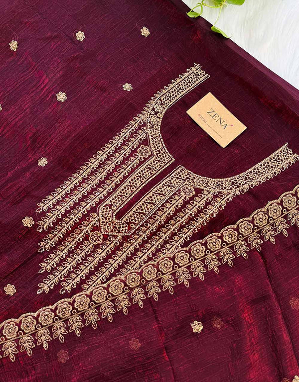 Unstitched Shimmer Silk Party Wear Suit – Elegance Tailored Your Way ✨