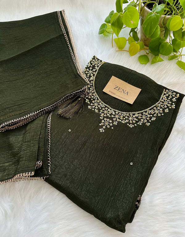 Unstitched Shimmer Silk Party Wear Suit – Glamour, Your Way ✨