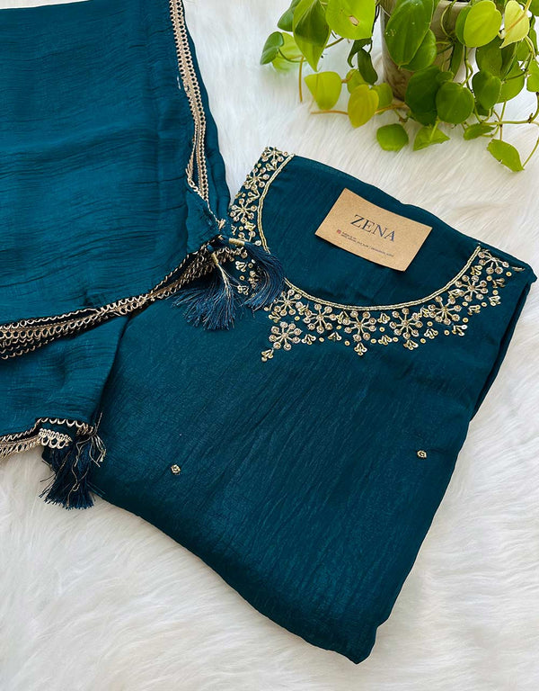 Unstitched Shimmer Silk Party Wear Suit – Glamour, Your Way ✨