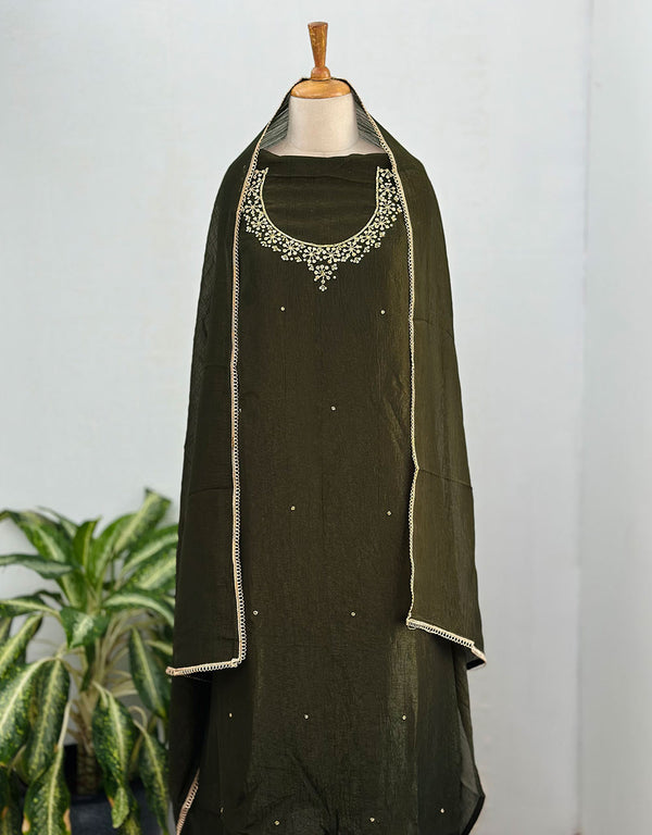 Unstitched Shimmer Silk Party Wear Suit – Glamour, Your Way ✨