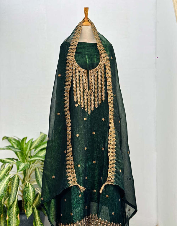 Unstitched Shimmer Silk Party Wear Suit – Elegance Tailored Your Way ✨