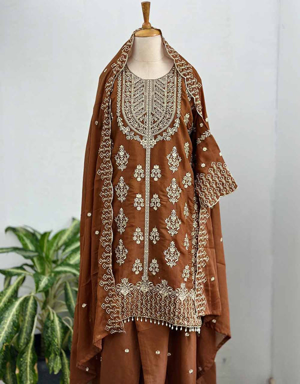 Ready-to-Wear Georgette Kurti Set with Organza Dupatta – Effortless Elegance ✨