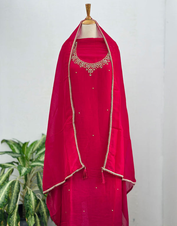 Unstitched Shimmer Silk Party Wear Suit – Glamour, Your Way ✨