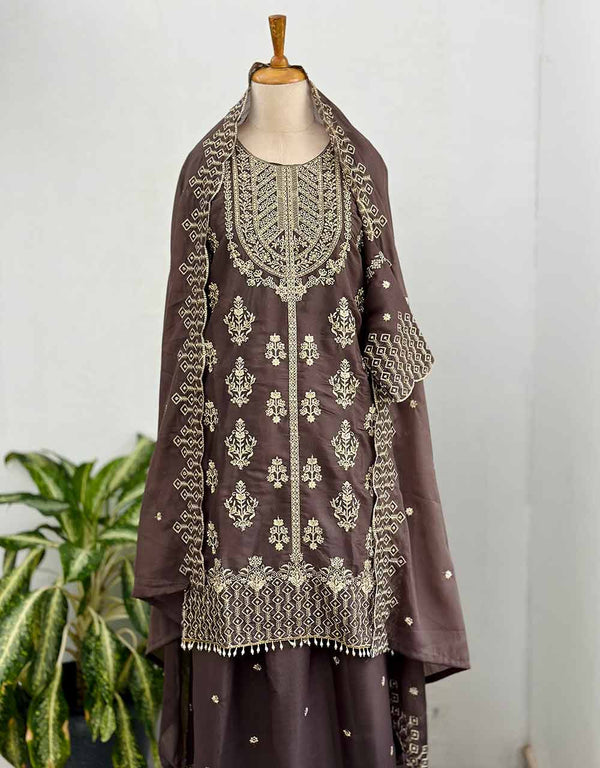 Ready-to-Wear Georgette Kurti Set with Organza Dupatta – Effortless Elegance ✨