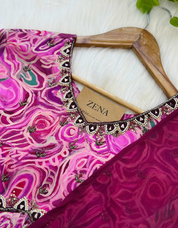 Chinnon Anarkali Hand Work Kurti Set ✨