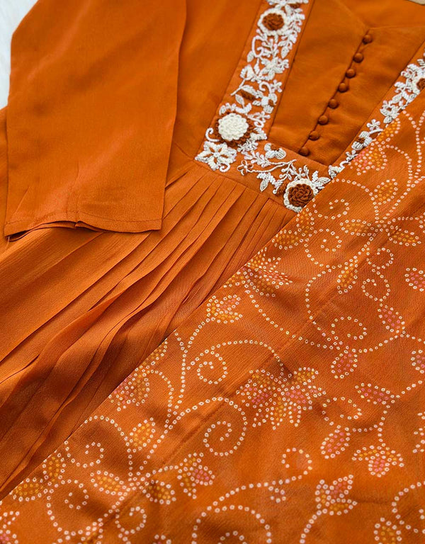 Pure Chinnon Handwork Anarkali Kurti Set – Royal Elegance with Intricate Detailing ✨