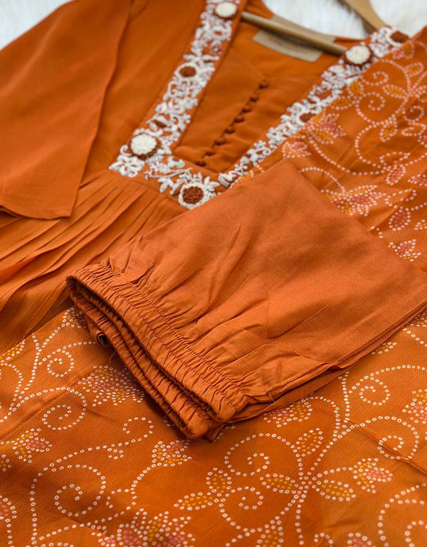 Pure Chinnon Handwork Anarkali Kurti Set – Royal Elegance with Intricate Detailing ✨