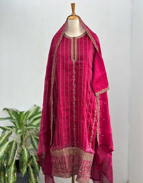 Ready-to-Wear Shimmer Silk Party Wear Suit – Glamour Redefined ✨