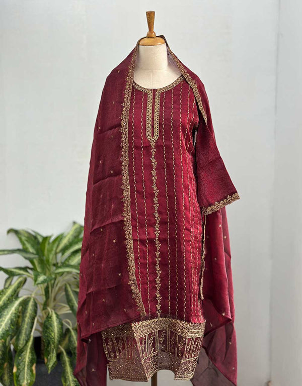 Ready-to-Wear Shimmer Silk Party Wear Suit – Glamour Redefined ✨