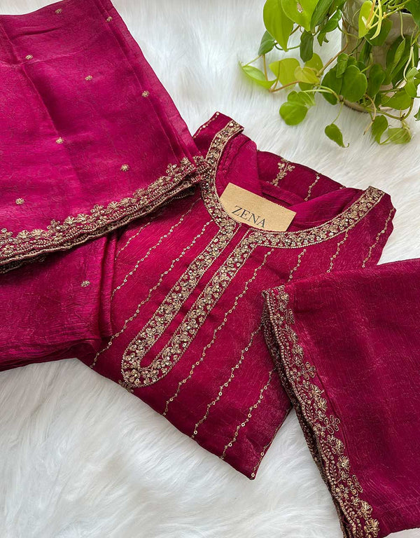 Ready-to-Wear Shimmer Silk Party Wear Suit – Glamour Redefined ✨