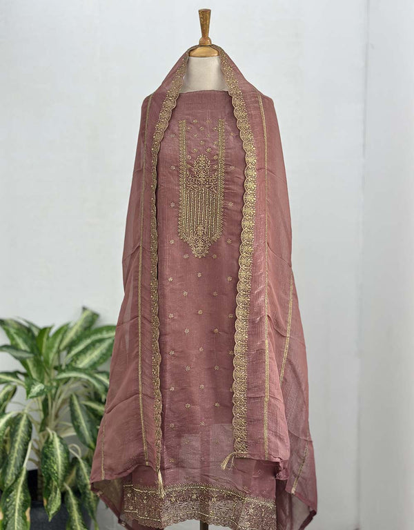 Unstitched Shimmer Silk Party Wear Suit – Craft Your Own Glamour ✨