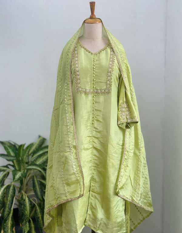 Pure Tissue Silk Ready-to-Wear Kurti Set – Sheer Elegance & Timeless Grace ✨