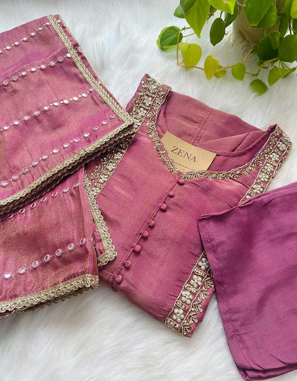 Pure Tissue Silk Ready-to-Wear Kurti Set – Sheer Elegance & Timeless Grace ✨