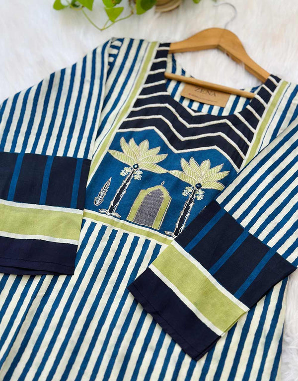 Pure Muslin Ready-to-Wear Hand Work Kurti Set – Timeless Elegance & Comfort ✨