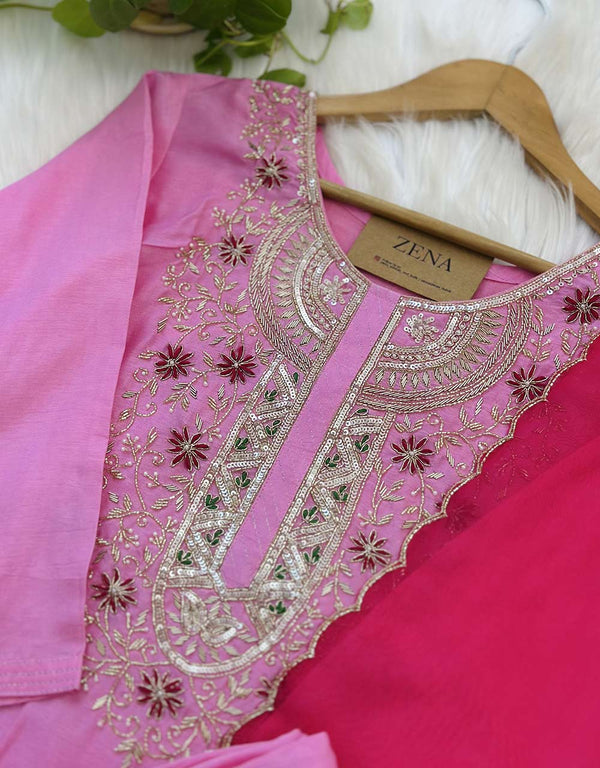 Dola Silk Ready-to-Wear Organza Kurti Set with Organza Dupatta – Timeless Elegance ✨